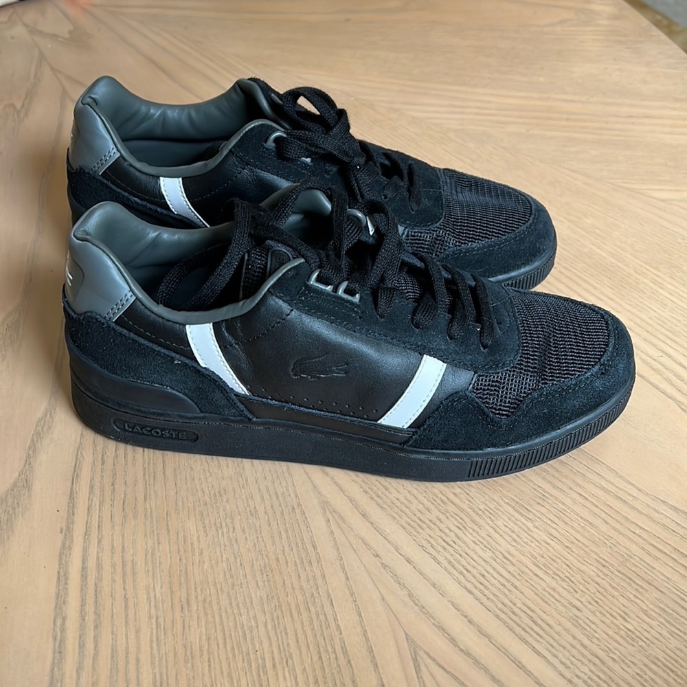 Lacoste Mens T-Clip 120 3 Us Sma Sneakers Black 7-39SMA0063237 Leather 9.5M New!